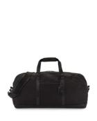 Leather-trim Canvas Duffle Bag, Black