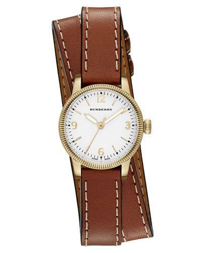 30mm Utilitarian Double-wrap Watch, Golden/tan