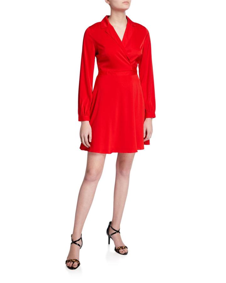 Wrap Tie-back Long-sleeve Dress