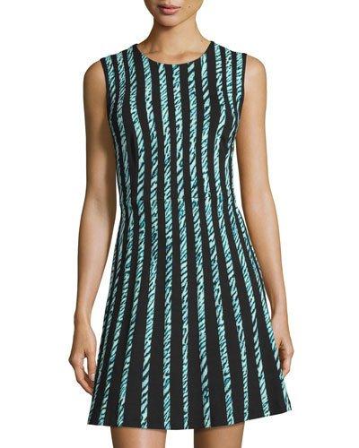 Sleeveless Graphic-striped Dress,