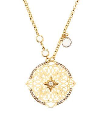 Lk Designs Golden Rhinestone Circle Pendant Necklace