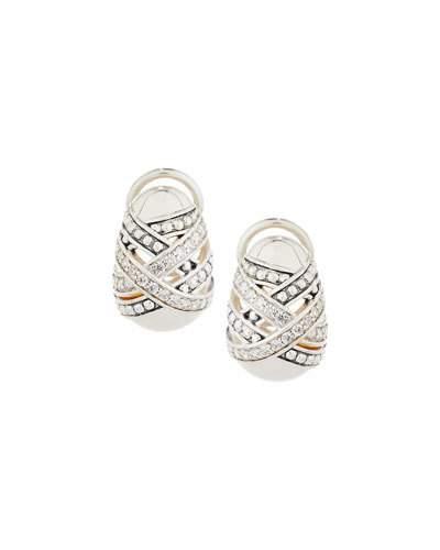 Embrace Crisscross Diamond Button Earrings