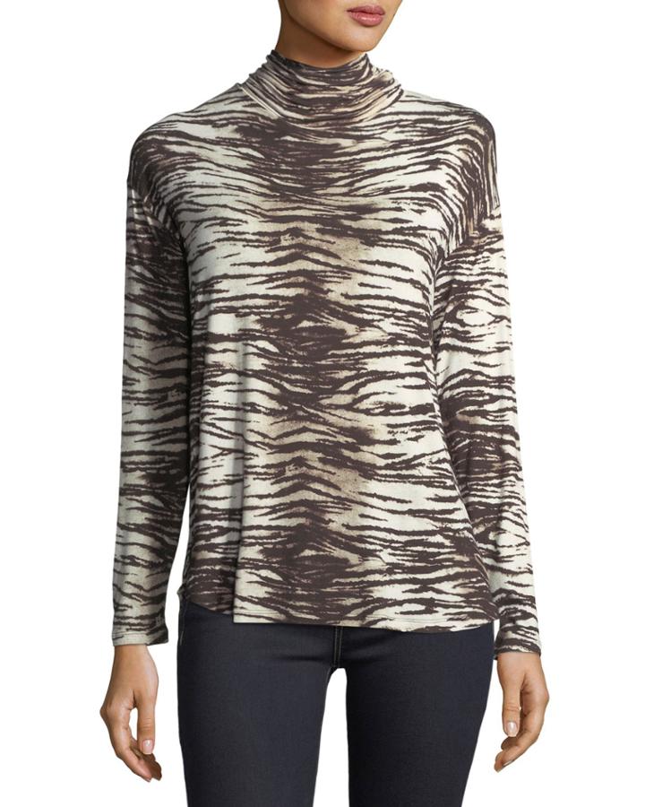 Tiger-print Turtleneck