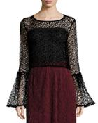 Bell-sleeve Lace Top, Black