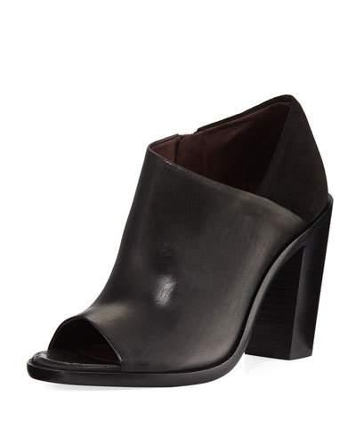 Mabel Mixed Leather Ankle Boot, Black