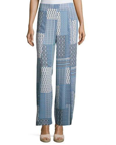 Graphic-print Palazzo Faux-wrap Pants