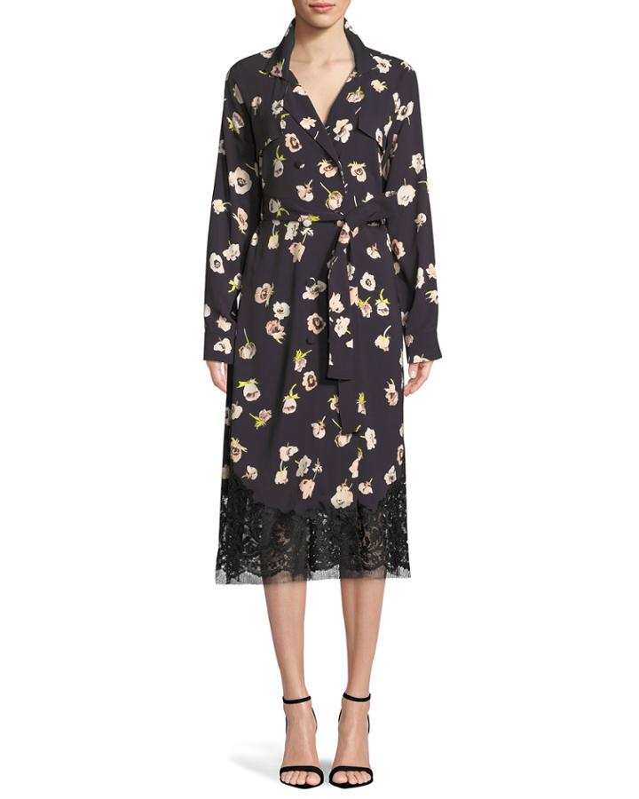 Double-breasted Floral-print Wrap Dress With