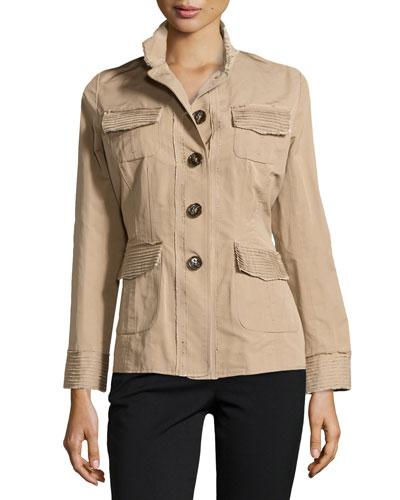 Button-front Raw Edge Jacket