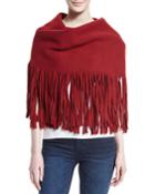 Solid Felted Fringe Scarf, Carmine Red
