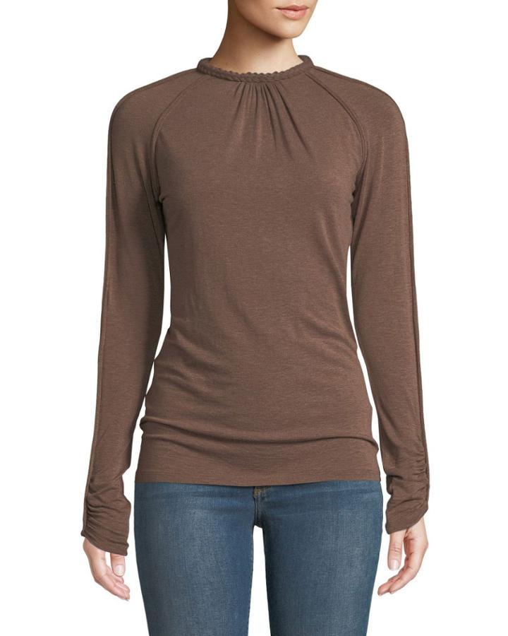Long-sleeve Tee W/ Neck Detail