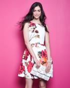 Enlarged Floral Sleeveless Fit-&-flare Dress