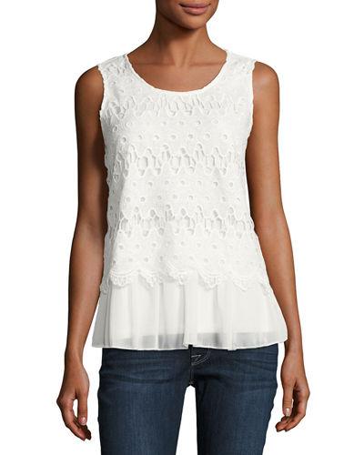 Lace-overlay Jersey Tank