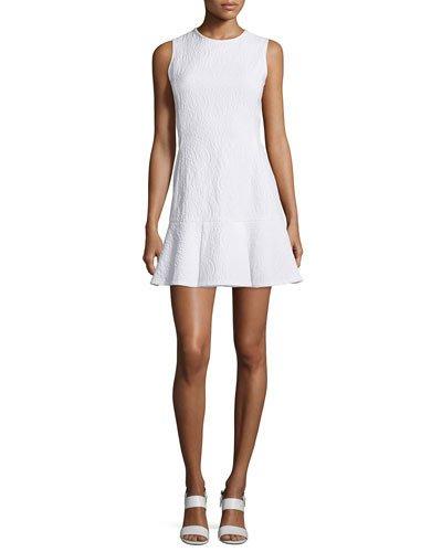 Sleeveless Crewneck Drop-waist Flounce Dress