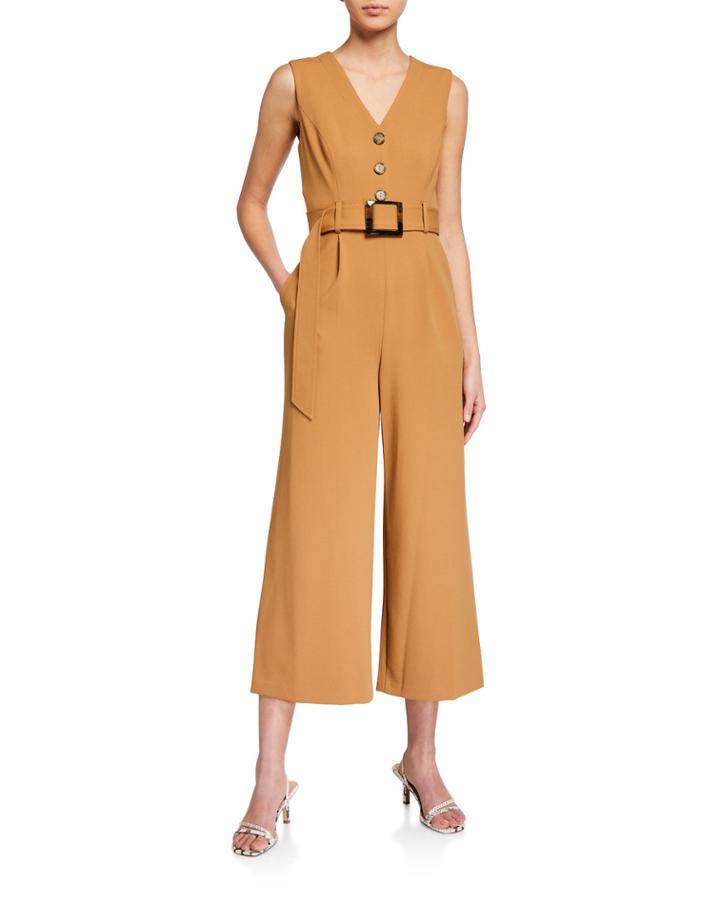 Sleeveless Belted Wide-leg Jumpsuit