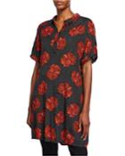 Gizina Printed Shantung Short-sleeve Tunic