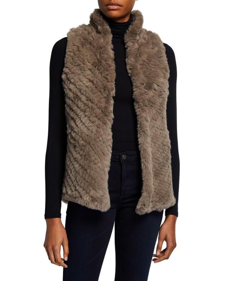 Faux Fur Mandarin Collar Vest