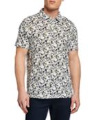 Floral-print Button-front Polo