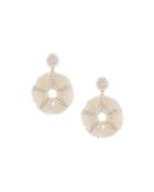 Pearly Bead & Tassel Circle-drop Earrings
