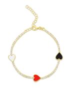 Enamel 3-heart Tennis Bracelet