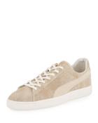 States Lizard-embossed Leather Sneaker, Natural/whisper White