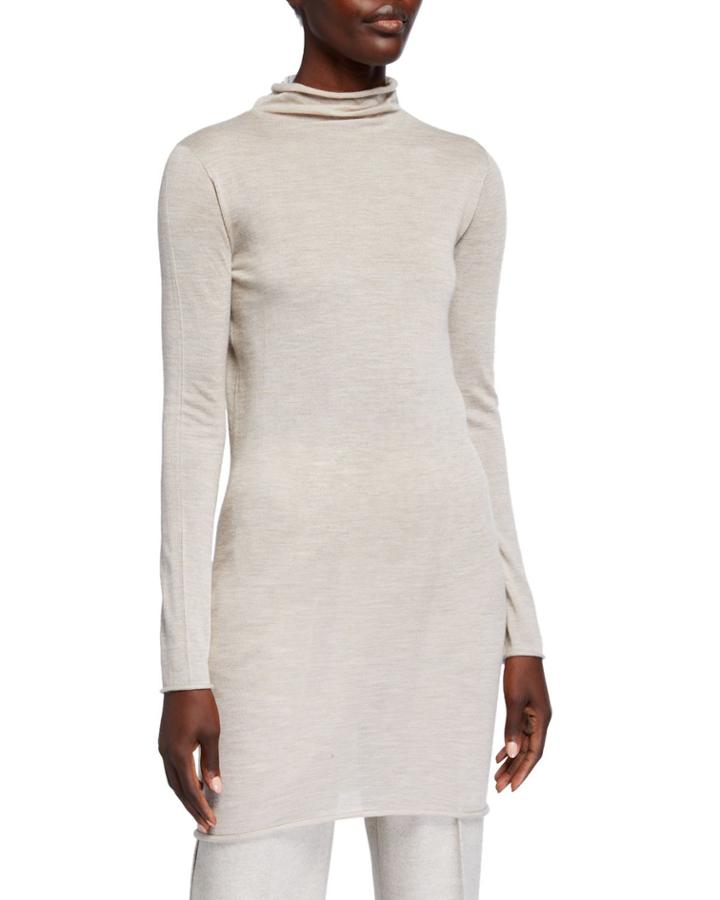 Tubular Cashmere Jersey Turtleneck