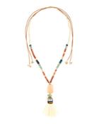 Multicolored Adjustable Beaded Tassel Necklace