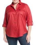 Linen Easy Button-front Shirt,
