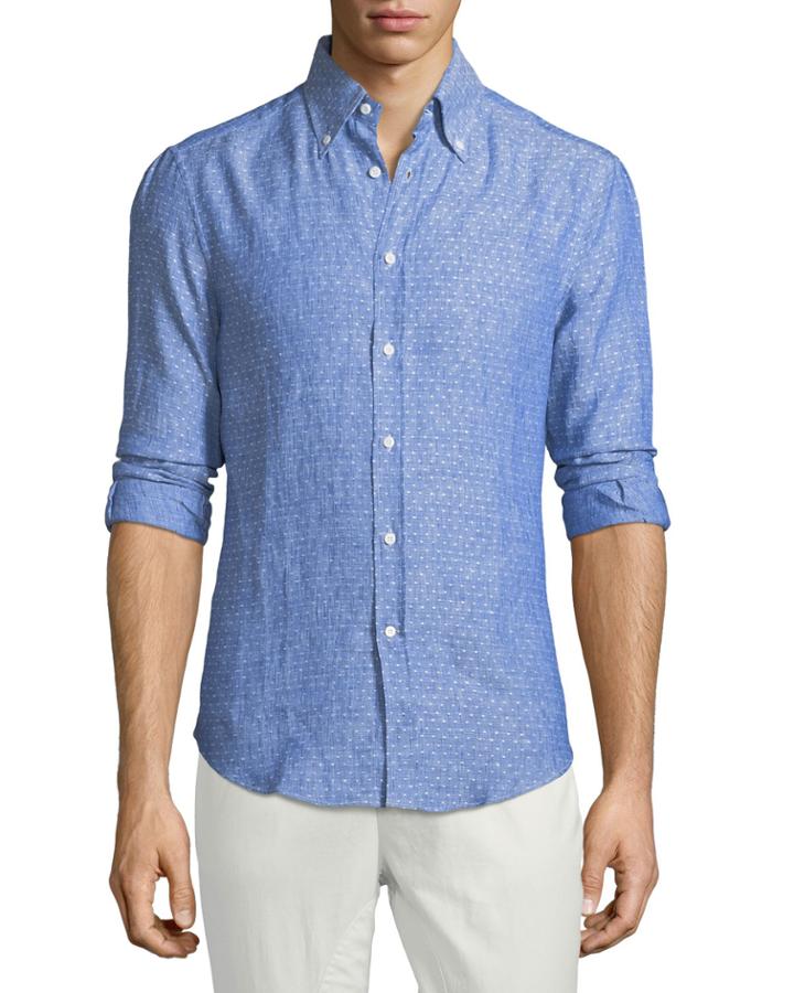 Slim-fit Polka-dot Linen