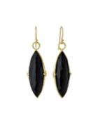 18k Black Onyx Doublet Marquise Earrings