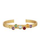 Jaipur 18k Three-row Multi-stone Bangle