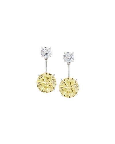 Canary Yellow Cz Double Drop Earrings
