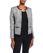 Tweed Jacket With Panel And Faux