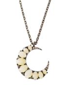 Opal Crescent Moon Pendant Necklace