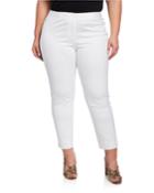 Plus Size Slim-leg Cotton-blend Pants