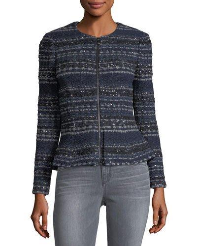 Metallic-knit Tweed Jacket