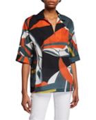 Nicole Artisan Abstract Printed Short-sleeve Blouse
