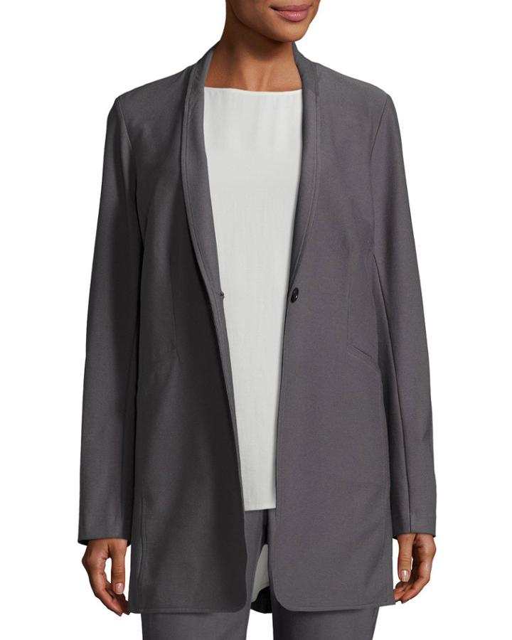 Washable Stretch Crepe One-button Blazer,