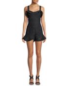 Star Embroidered Sleeveless Flounce Romper