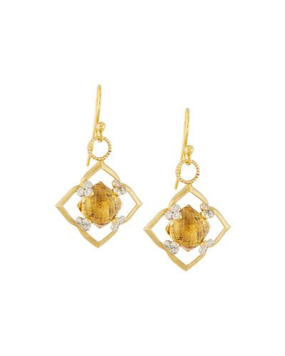18k Champagne Citrine & Gray Diamond Flower Earring Charms