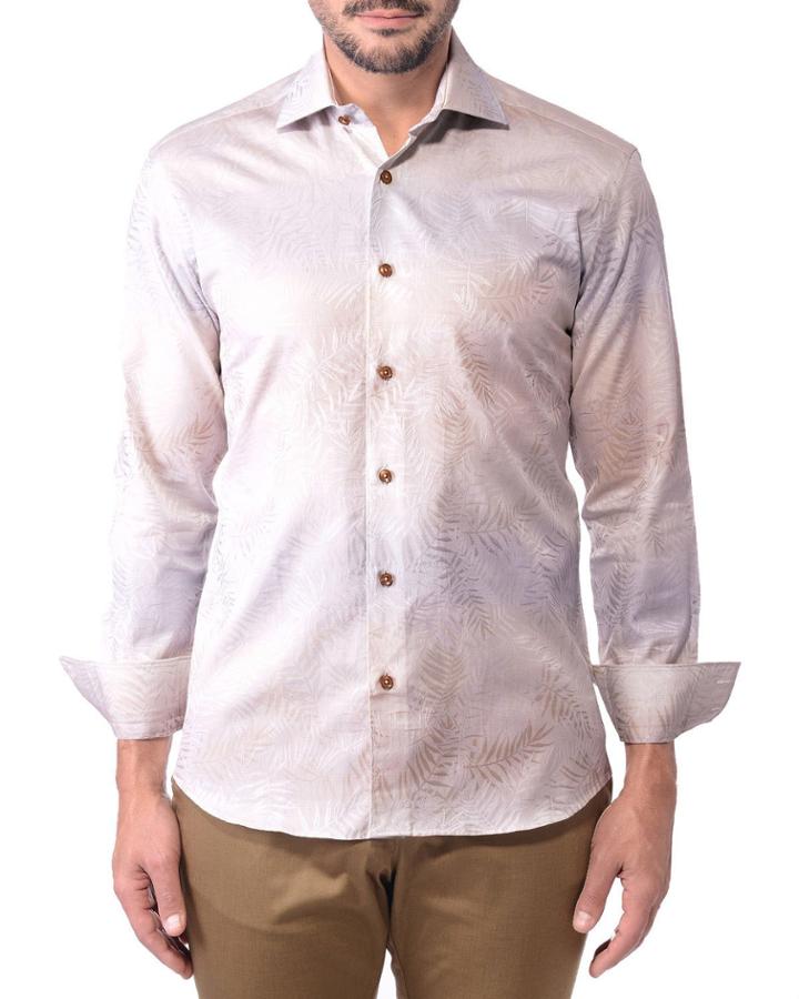 Men's Gradient Leaf Jacquard Long-sleeve