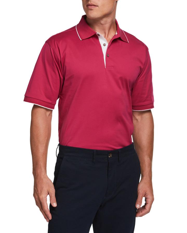 Men's Lux Mercerized Cotton Tipped Short-sleeve Polo