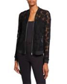 Floral Embroidered Zip-front Jacket