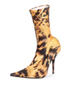 Stretch-knit Leopard-print Booties