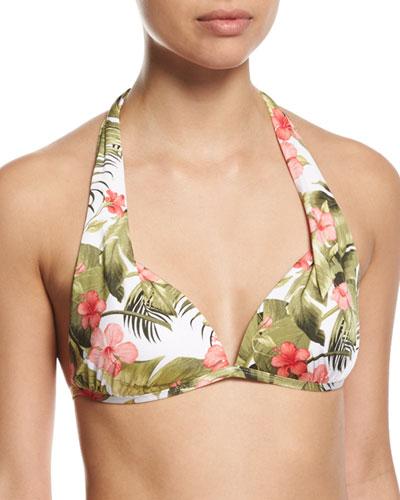 Beau Shirred Halter Swim Top,