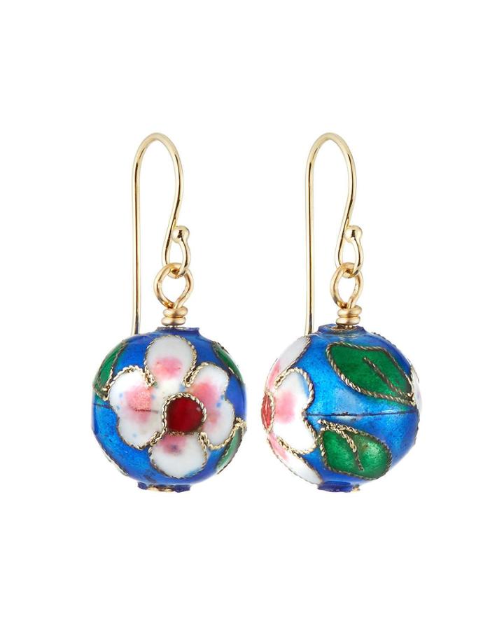 Cloisonne Bead Earrings, Blue