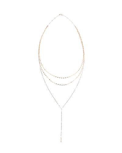 14k Three-tone Gloss Lariat Necklace