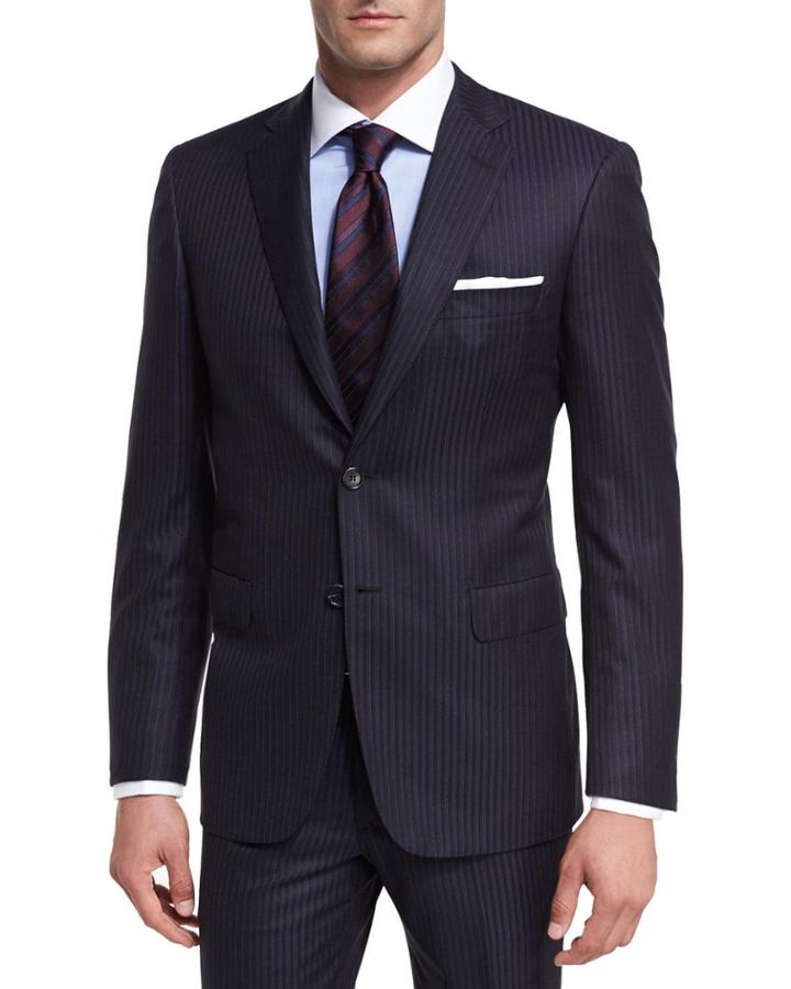 Tonal-stripe Wool Two-piece
