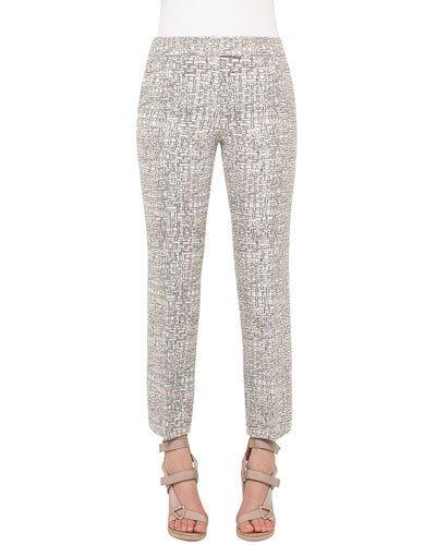 Cross-stitch Print Jacquard Pants, Cliff/chalk