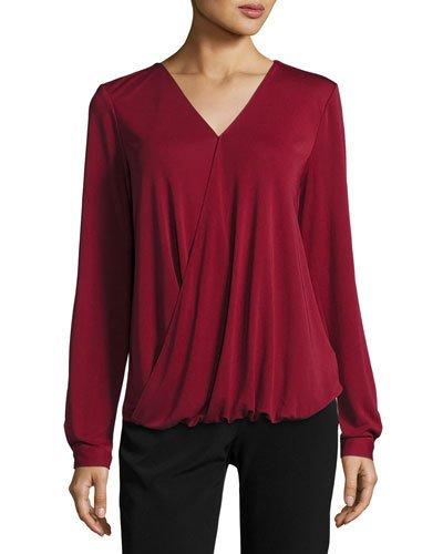 Long-sleeve Blouson Blouse, Wine