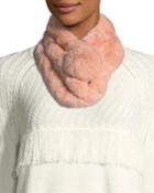 Rabbit Fur Pompom Muffler